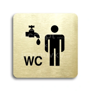 Piktogram "umývárna, WC muži" - zlatá tabulka - černý tisk bez rámečku