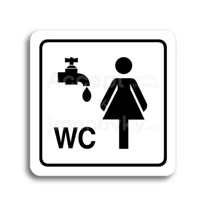 Piktogram "umývárna, WC ženy" - bílá tabulka - černý tisk