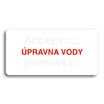 Piktogram "ÚPRAVNA VODY" - bílá tabulka - barevný tisk bez rámečku