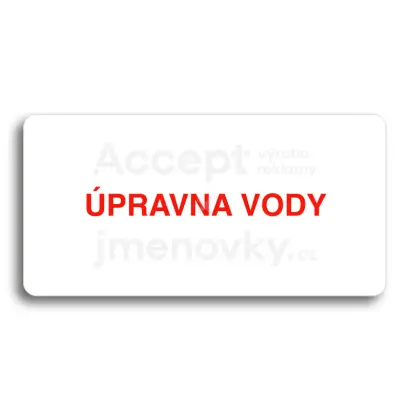 Piktogram "ÚPRAVNA VODY" - bílá tabulka - barevný tisk bez rámečku