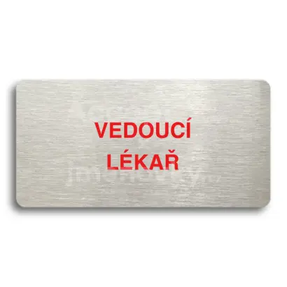 Piktogram "VEDOUCÍ LÉKAŘ" - stříbrná tabulka - barevný tisk bez rámečku