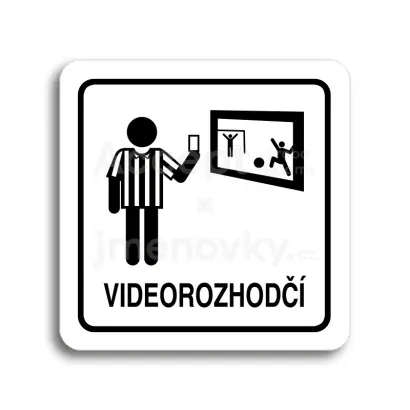 Piktogram "videorozhodčí II" - bílá tabulka - černý tisk