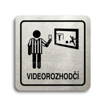 Piktogram "videorozhodčí II" - stříbrná tabulka - černý tisk