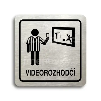 Piktogram "videorozhodčí II" - stříbrná tabulka - černý tisk