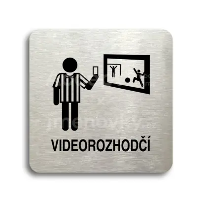 Piktogram "videorozhodčí II" - stříbrná tabulka - černý tisk bez rámečku