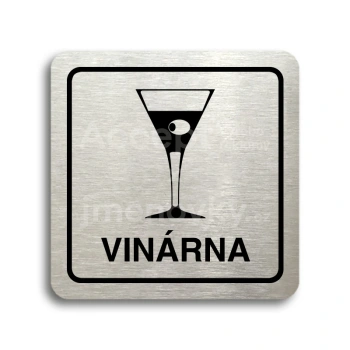 Piktogram "vinárna" - stříbrná tabulka - černý tisk