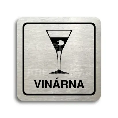 Piktogram "vinárna" - stříbrná tabulka - černý tisk