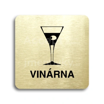 Piktogram "vinárna" - zlatá tabulka - černý tisk bez rámečku