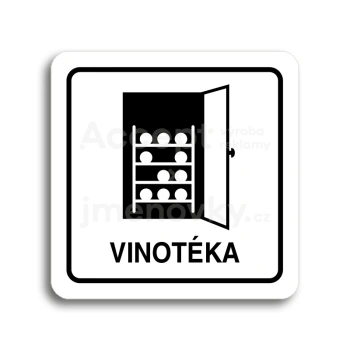 Piktogram "vinotéka" - bílá tabulka - černý tisk
