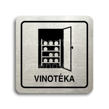 Piktogram "vinotéka" - stříbrná tabulka - černý tisk