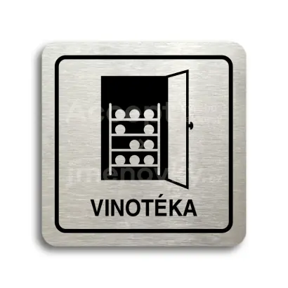 Piktogram "vinotéka" - stříbrná tabulka - černý tisk