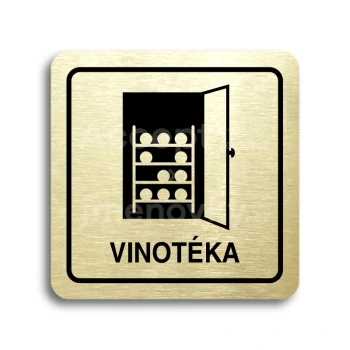 Piktogram "vinotéka" - zlatá tabulka - černý tisk