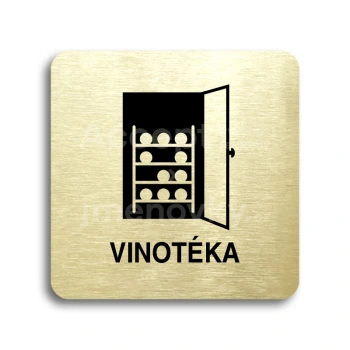 Piktogram "vinotéka" - zlatá tabulka - černý tisk bez rámečku