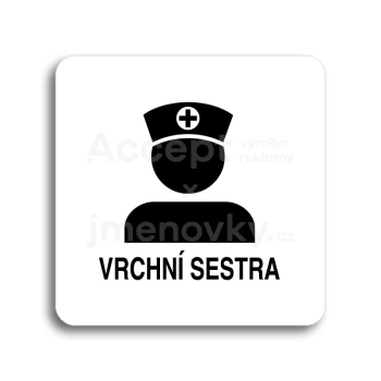 Piktogram "vrchní sestra II" - bílá tabulka - černý tisk bez rámečku