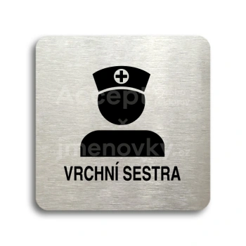 Piktogram "vrchní sestra II" - stříbrná tabulka - černý tisk bez rámečku