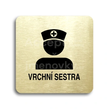 Piktogram "vrchní sestra II" - zlatá tabulka - černý tisk bez rámečku