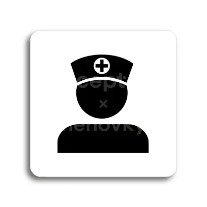 Piktogram "vrchní sestra III" - bílá tabulka - černý tisk bez rámečku