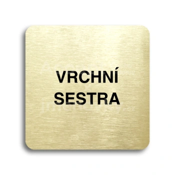 Piktogram "vrchní sestra" - zlatá tabulka - černý tisk bez rámečku
