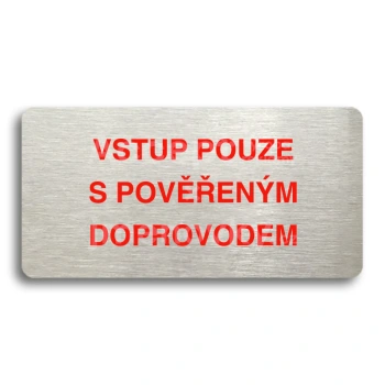 Piktogram "VSTUP POUZE S POVĚŘENÝM DOPROVODEM" - stříbrná tabulka - barevný tisk bez rámečku