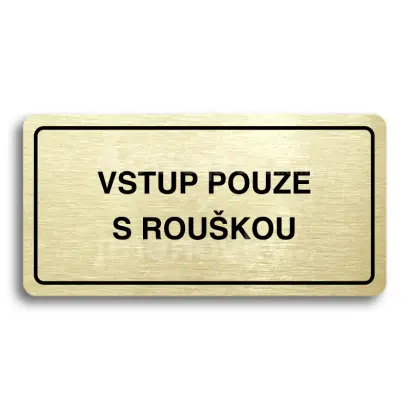 Piktogram "VSTUP POUZE S ROUŠKOU" - zlatá tabulka - černý tisk