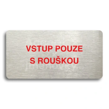 Piktogram "VSTUP POUZE S ROUŠKOU" - stříbrná tabulka - barevný tisk bez rámečku
