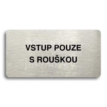 Piktogram "VSTUP POUZE S ROUŠKOU" - stříbrná tabulka - černý tisk bez rámečku