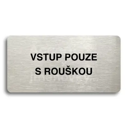 Piktogram "VSTUP POUZE S ROUŠKOU" - stříbrná tabulka - černý tisk bez rámečku