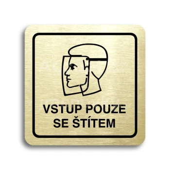 Piktogram "vstup pouze se štítem II" - zlatá tabulka - černý tisk