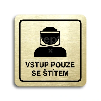 Piktogram "vstup pouze se štítem III" - zlatá tabulka - černý tisk