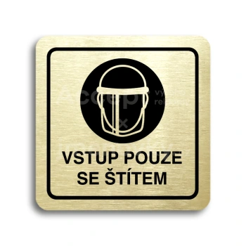 Piktogram "vstup pouze se štítem IV" - zlatá tabulka - černý tisk