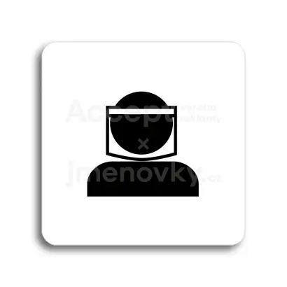 Piktogram "ochranný štít III" - bílá tabulka - černý tisk bez rámečku
