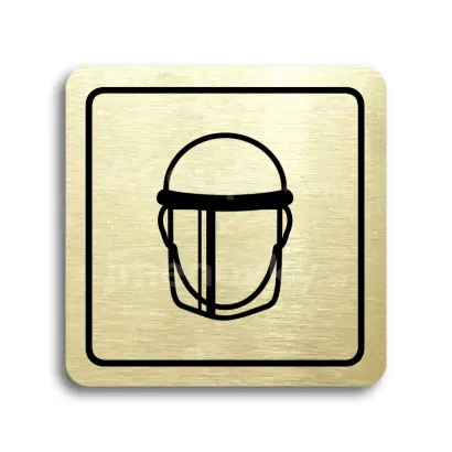 Piktogram "ochranný štít V" - zlatá tabulka - černý tisk