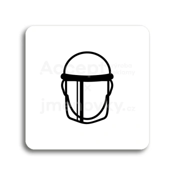 Piktogram "ochranný štít V" - bílá tabulka - černý tisk bez rámečku