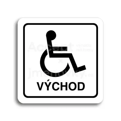 Piktogram "východ pro invalidy" - bílá tabulka - černý tisk