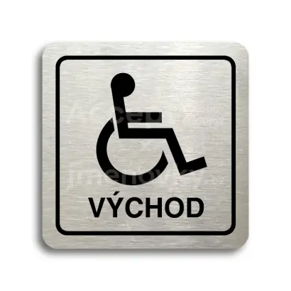 Piktogram "východ pro invalidy" - stříbrná tabulka - černý tisk