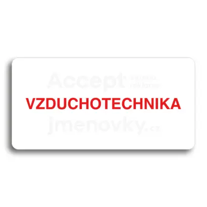 Piktogram "VZDUCHOTECHNIKA" - bílá tabulka - barevný tisk bez rámečku