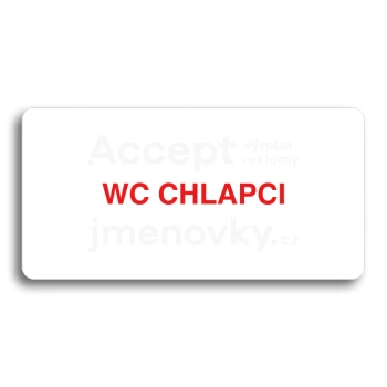 Piktogram "WC CHLAPCI" - bílá tabulka - barevný tisk bez rámečku