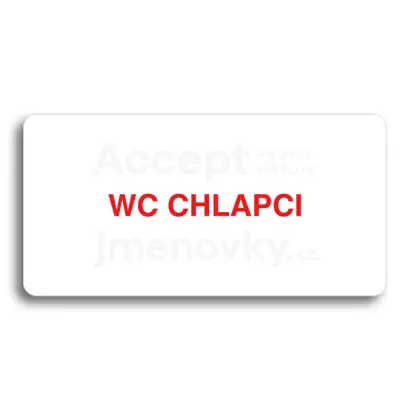 Piktogram "WC CHLAPCI" - bílá tabulka - barevný tisk bez rámečku