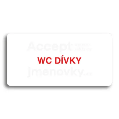 Piktogram "WC DÍVKY" - bílá tabulka - barevný tisk bez rámečku