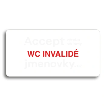 Piktogram "WC INVALIDÉ" - bílá tabulka - barevný tisk bez rámečku