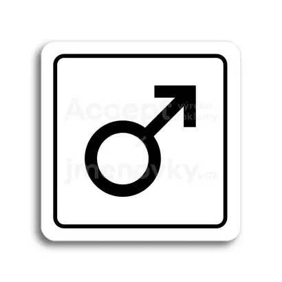 Piktogram "WC muži IV" - bílá tabulka - černý tisk