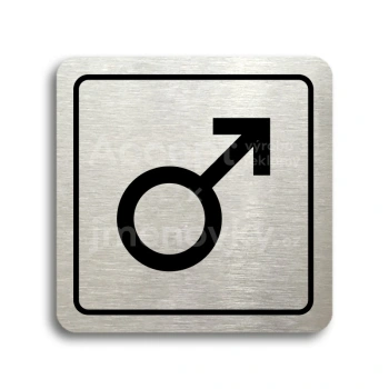 Piktogram "WC muži IV" - stříbrná tabulka - černý tisk