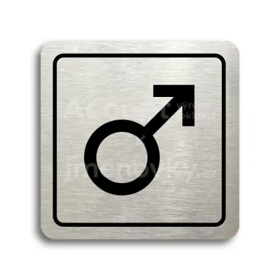 Piktogram "WC muži IV" - stříbrná tabulka - černý tisk
