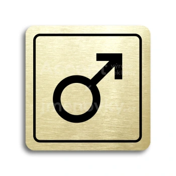 Piktogram "WC muži IV" - zlatá tabulka - černý tisk