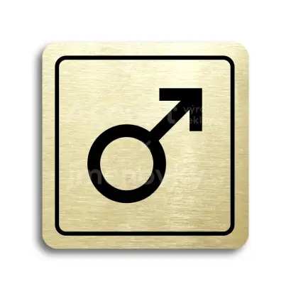 Piktogram "WC muži IV" - zlatá tabulka - černý tisk