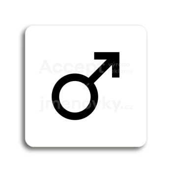 Piktogram "WC muži IV" - bílá tabulka - černý tisk bez rámečku