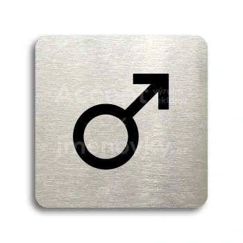 Piktogram "WC muži IV" - stříbrná tabulka - černý tisk bez rámečku