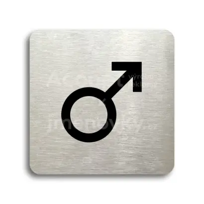 Piktogram "WC muži IV" - stříbrná tabulka - černý tisk bez rámečku