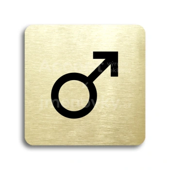 Piktogram "WC muži IV" - zlatá tabulka - černý tisk bez rámečku