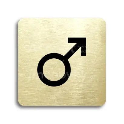 Piktogram "WC muži IV" - zlatá tabulka - černý tisk bez rámečku